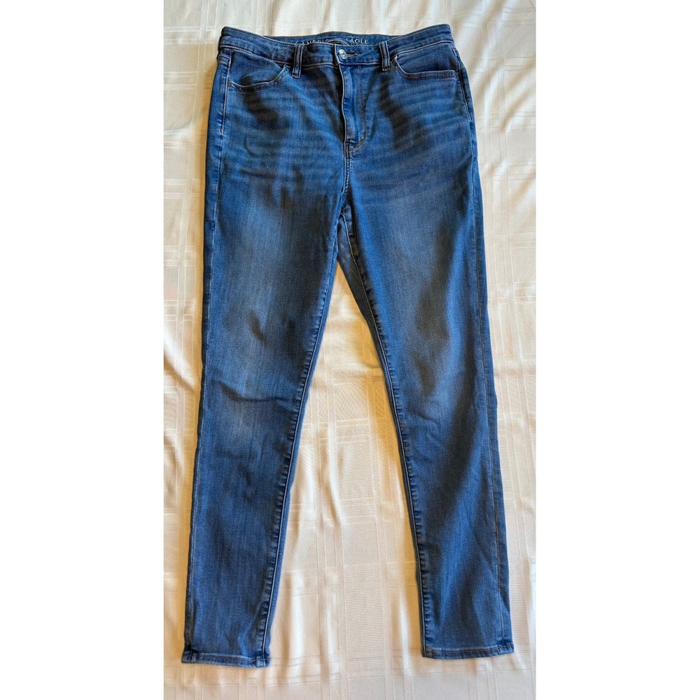 American Eagle Jeans Womens 12 Blue Super High Rise Jegging Next Level Stretch